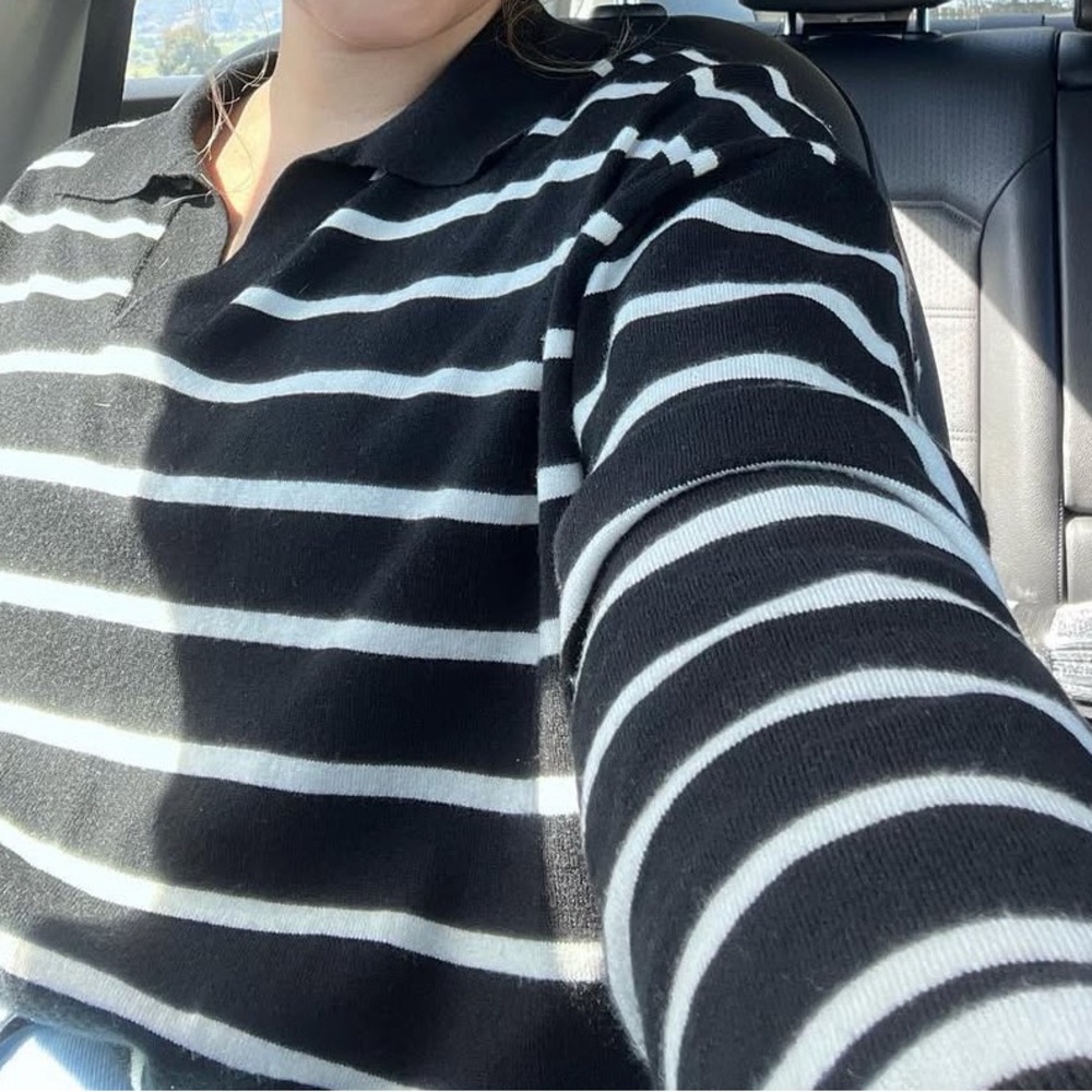 Black and White Striped Women's Sweater